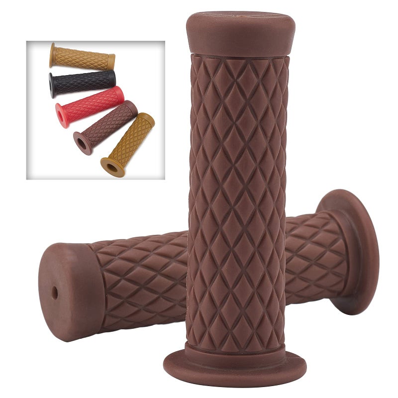 DKMOTORK 0032 1 Pair Motorcycle Hand Grips for 7/8" 22mm/24mm Handlebars Non Slip Universal Brown - Image 1